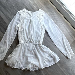 Ella Moss girls white cream romper lace trim euc /swim cover up. Sz 14